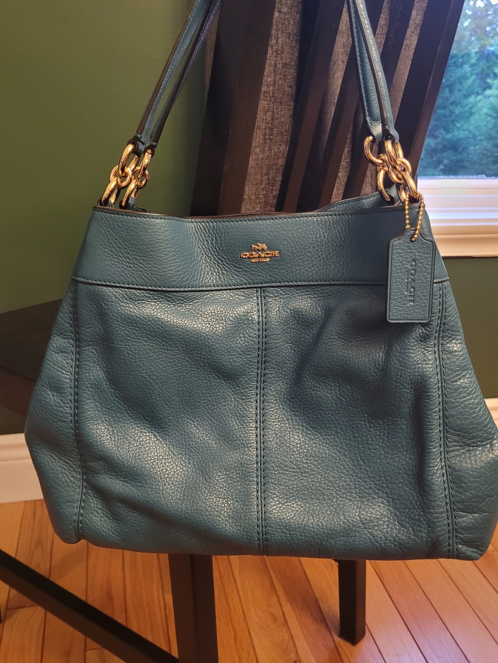 Coach Lexy Pebbled Leather Shoulder Bag in Teal
